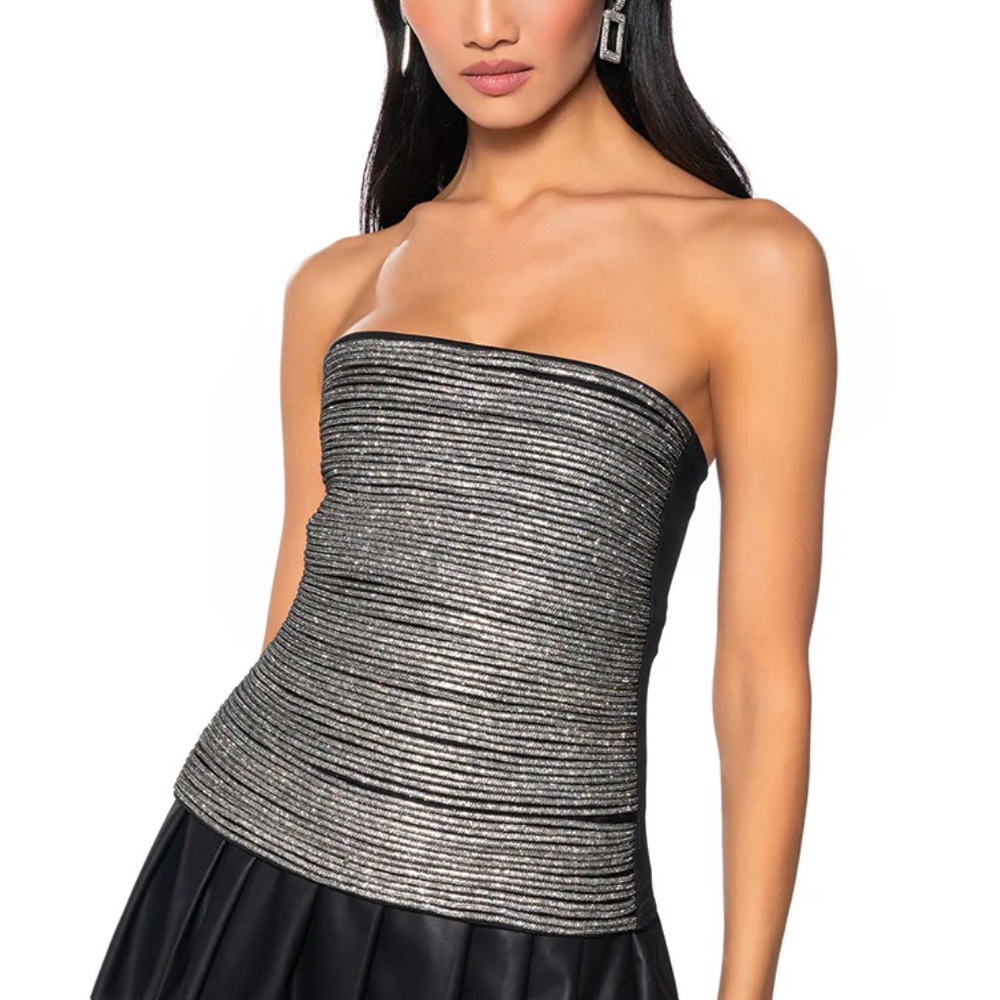AKIRA Silver and Black Embellished Top